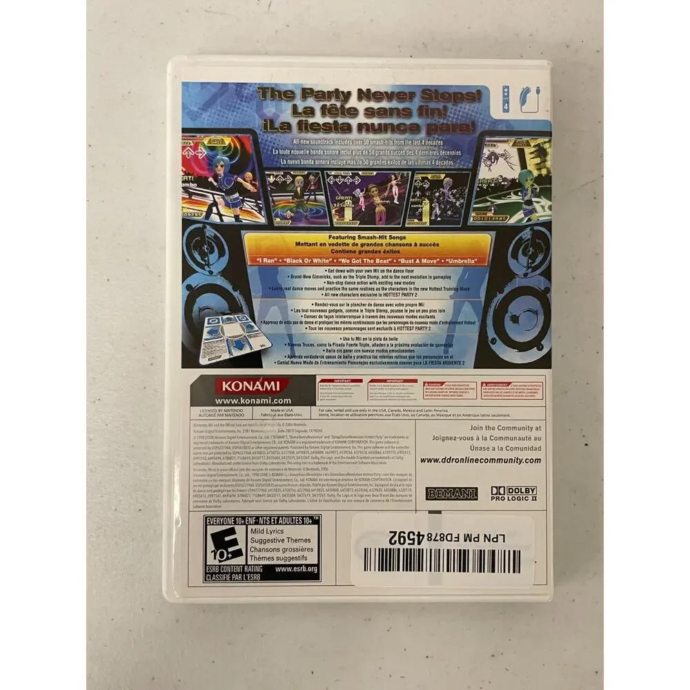 Dance Dance Revolution Hottest Party 2 - Nintendo Wii Konami Complete w/ Manual